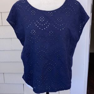 Cute navy eyelet top